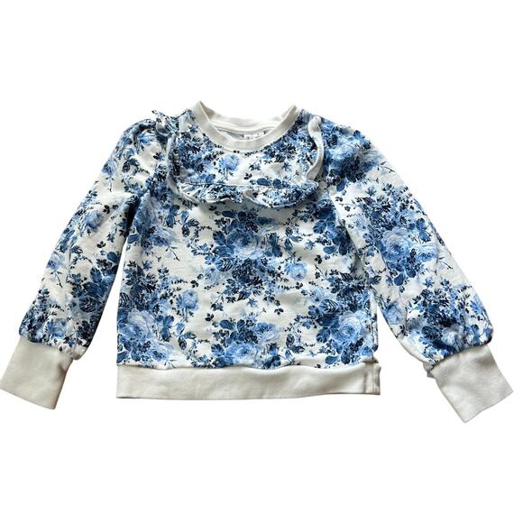 Janie and Jack Floral Ruffle Sweatshirt in Blue Reef Floral‎ size 6 - Picture 2 of 7
